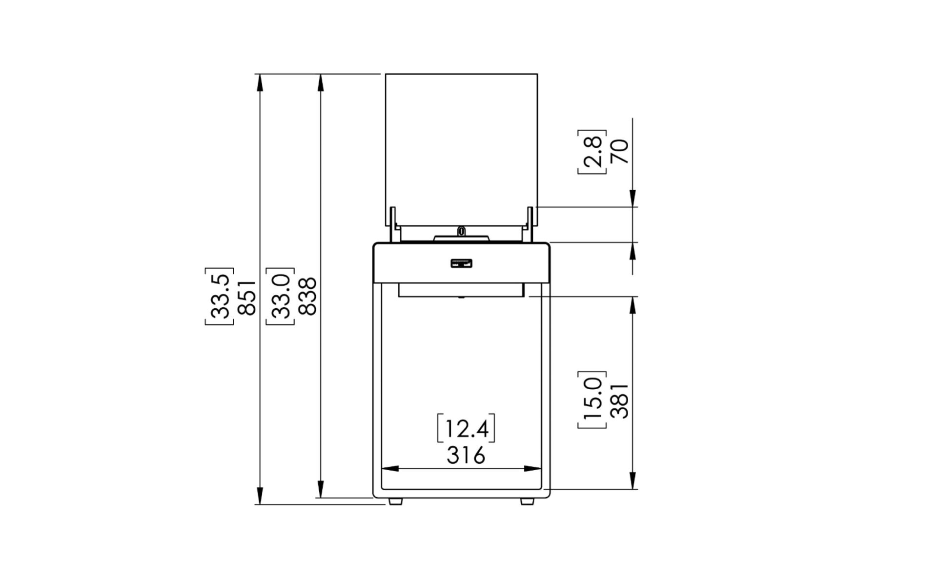 EcoSmart Pop 3T Drawing Front