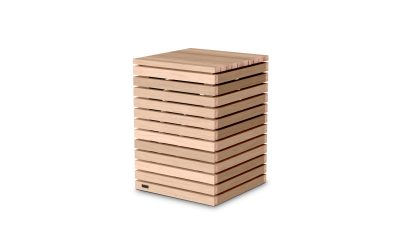 ecosmart fire tank stool in teak at 45 angle