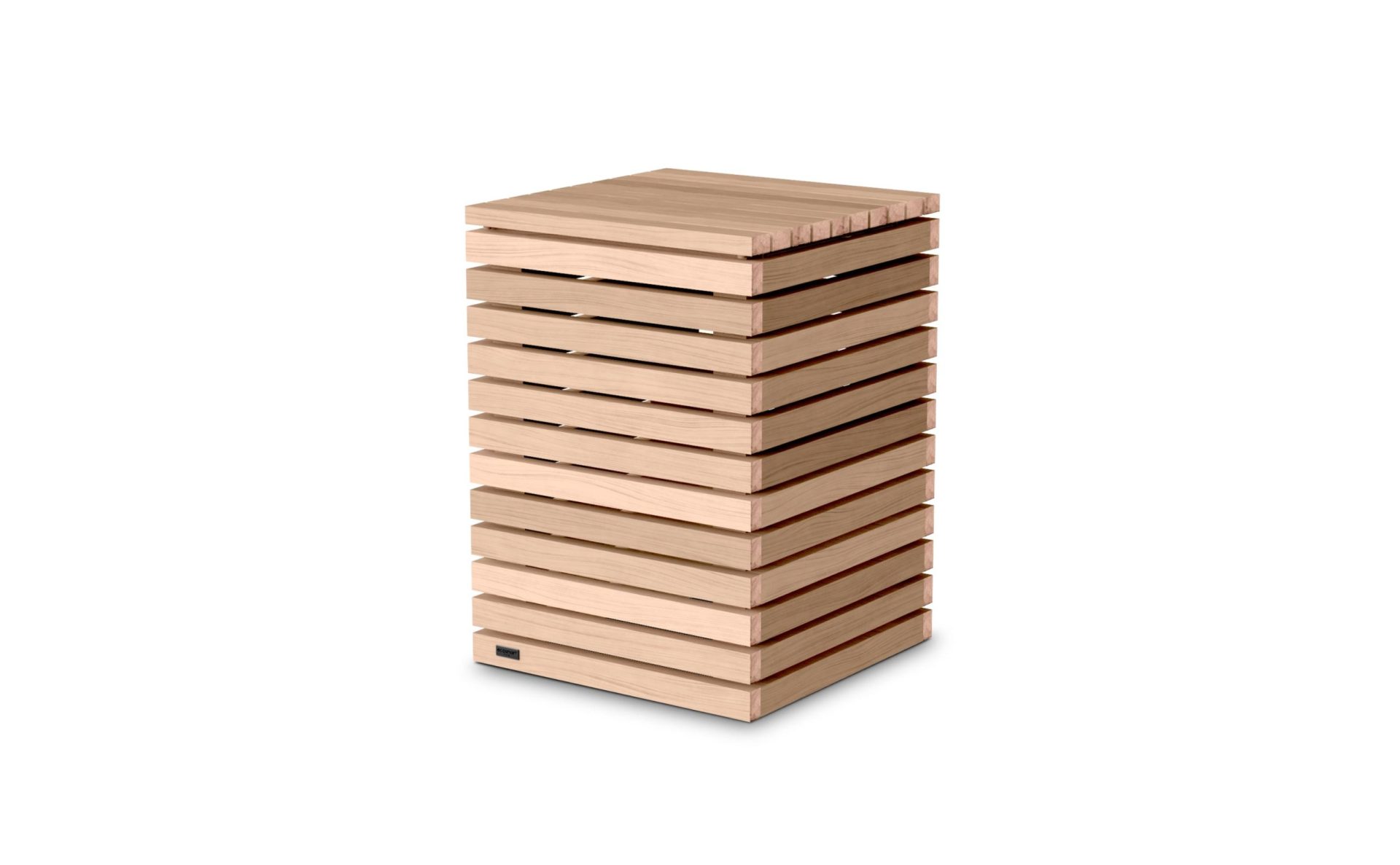 ecosmart fire tank stool in teak at 45 angle