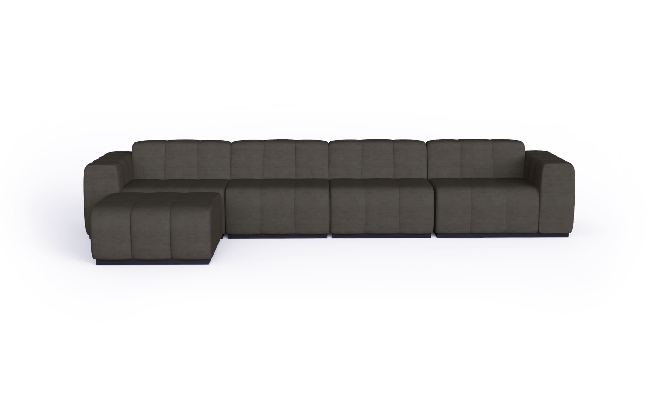 blinde design connect-modular 5 sofa chaise-sofa in flanelle front view