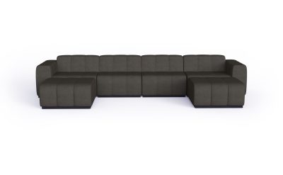 blinde design connect modular 6 u chaise sectional sofa in flanelle