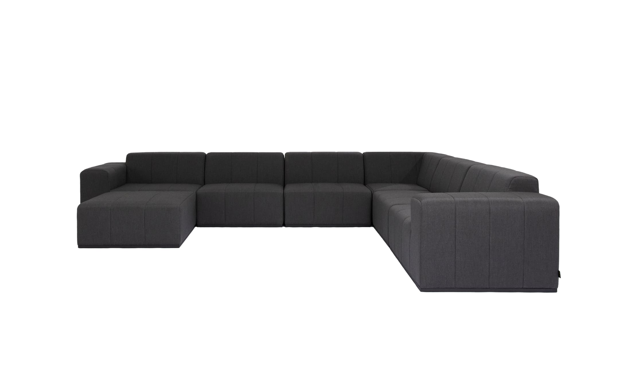 blinde design connect modular 7 u chaise sectional modular sofa in sooty front view